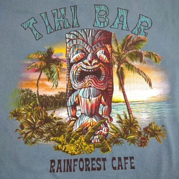 Tiki Bar Rainforest Orlando Florida Green Blue Tshirt size Large - Picture 1 of 7